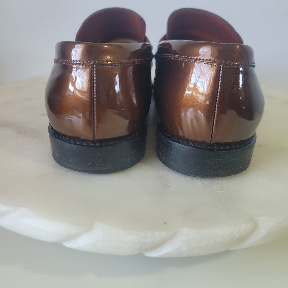Vintage Gucci Classic "G" Womens Loafers Cooper Bronze Patent Leather Italy 8 B - Picture 4 of 16